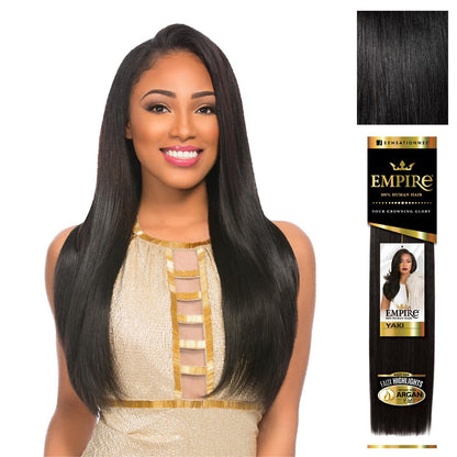 Sensationnel Empire Yaki Human Hair Weave - 8 Inch Jet Black - Tangle Free for Sew In & Quick Weave