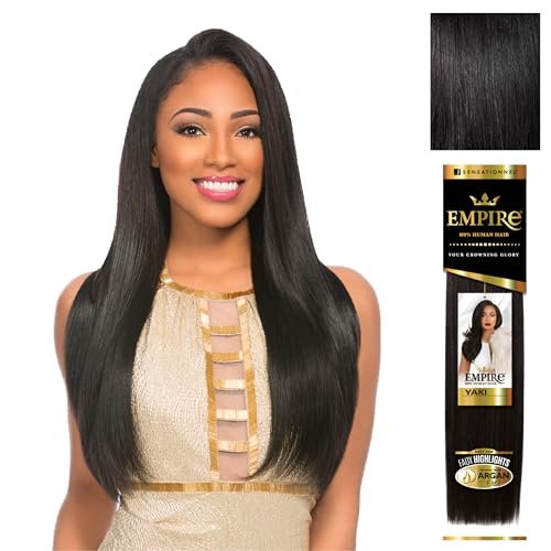 Sensationnel Empire Yaki Human Hair Weave - 8 Inch Jet Black - Tangle Free for Sew In & Quick Weave - görsel 2