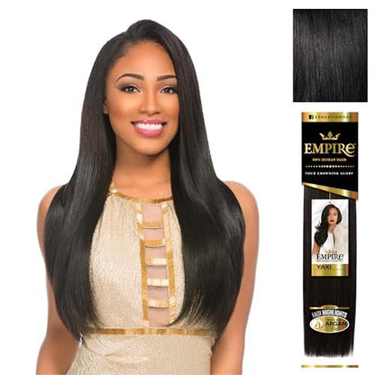Sensationnel Empire Yaki Human Hair Weave - 8 Inch Jet Black - Tangle Free for Sew In & Quick Weave