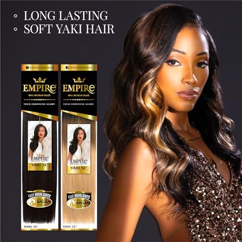 Sensationnel Empire Yaki Human Hair Weave - 8 Inch Jet Black - Tangle Free for Sew In & Quick Weave - görsel 10
