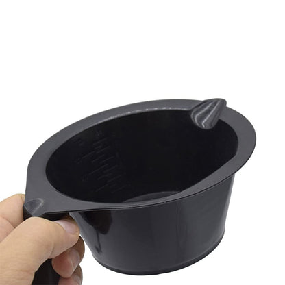 1st Choice Black Plastic Hair Color Mixing Bowl with Handle, Pouring Lip, and Dye Brush with Hook