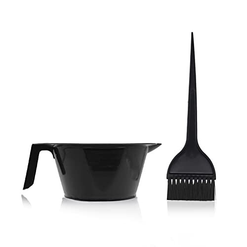 1st Choice Black Plastic Hair Color Mixing Bowl with Handle, Pouring Lip, and Dye Brush with Hook - görsel 2