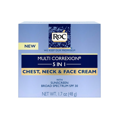 RoC Multi Correxion 5 in 1 Anti-Aging Chest, Neck and Face Cream with SPF 30, Moisturizing Cream Made with Vitamin E, 1.7 oz