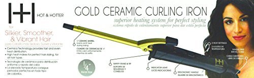 Hot and Hotter Gold Ceramic Curling Iron - 1/4 Inch Barrel for Tight Curls and Waves Avelisse