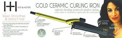 Hot and Hotter Gold Ceramic Curling Iron - 1/4 Inch Barrel for Tight Curls and Waves Avelisse