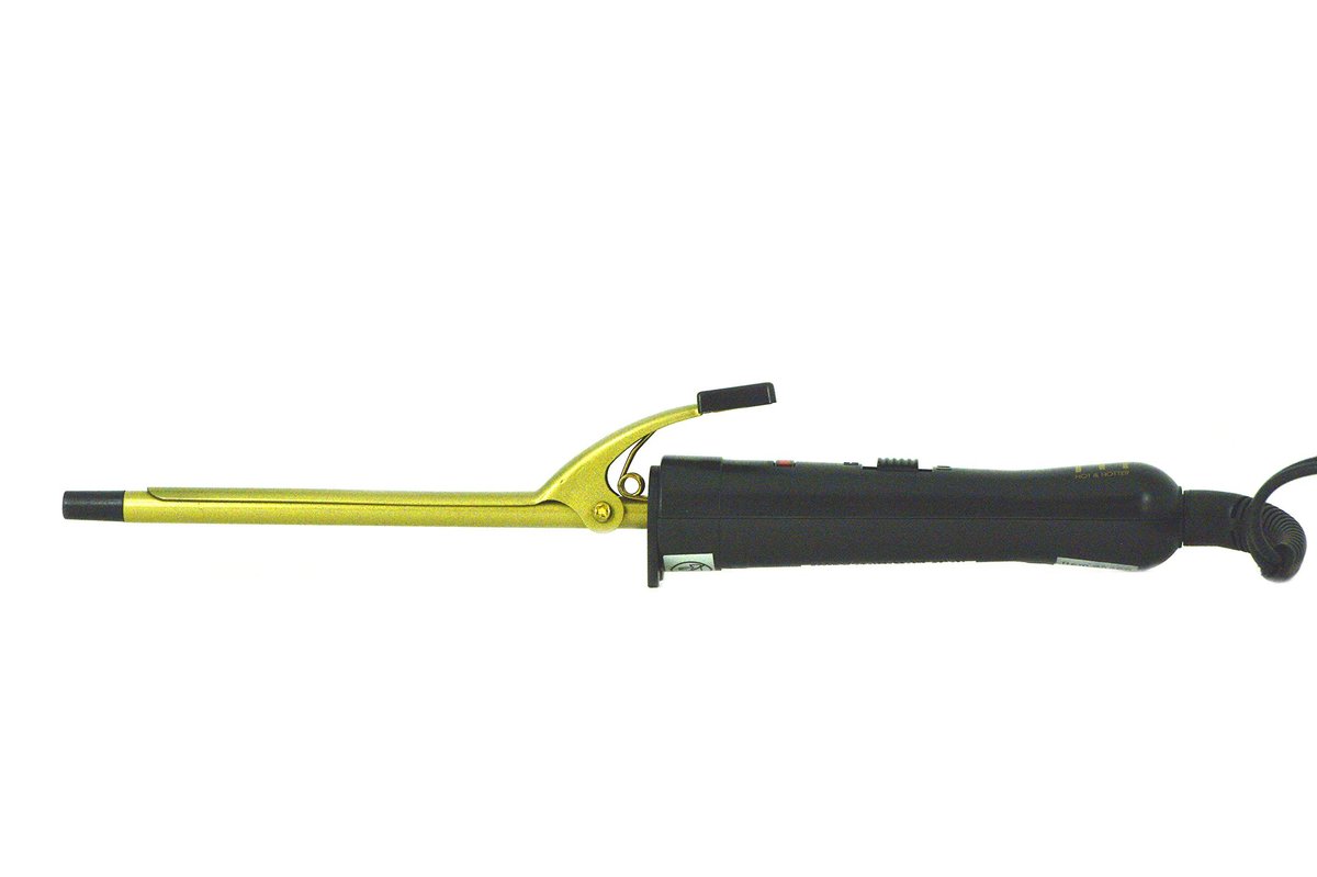 Hot and Hotter Gold Ceramic Curling Iron - 1/4 Inch Barrel for Tight Curls and Waves Avelisse