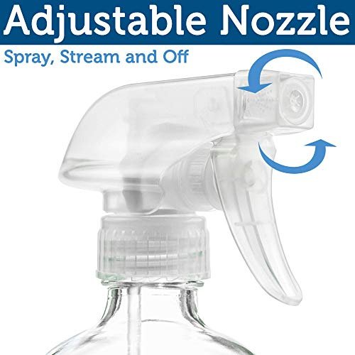 Sally's Organics Empty Clear Glass Spray Bottles - Refillable 16 oz with Mist & Stream Sprayer - 2 Pack Avelisse