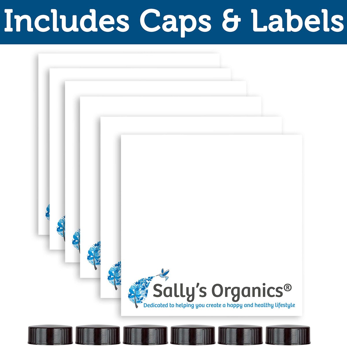 Sally's Organics Empty Amber Glass Spray Bottle – 16 oz Refillable Container for Essential Oils, Cleaning Products, or Aromatherapy – Black Trigger Sprayer with Mist and Stream Settings – 6 Pack Avelisse