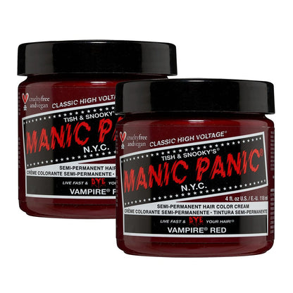 MANIC PANIC Classic Vampire Red Semi Permanent Hair Color - Deep Blood Red Hair Dye, 4 oz (Pack of 2) - Vegan & Cruelty-Free Avelisse