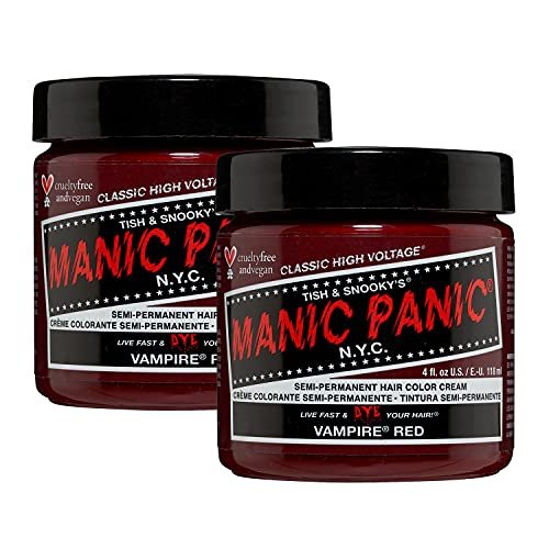 MANIC PANIC Classic Vampire Red Semi Permanent Hair Color - Deep Blood Red Hair Dye, 4 oz (Pack of 2) - Vegan & Cruelty-Free Avelisse
