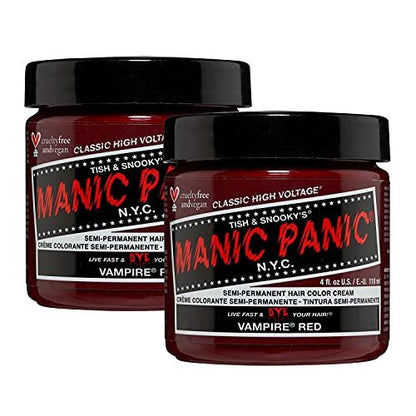 MANIC PANIC Classic Vampire Red Semi Permanent Hair Color - Deep Blood Red Hair Dye, 4 oz (Pack of 2) - Vegan & Cruelty-Free Avelisse