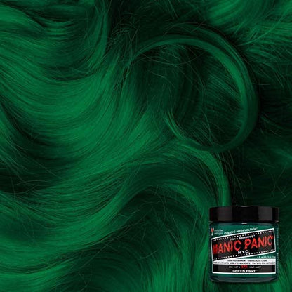 MANIC PANIC Classic Green Envy Semi Permanent Hair Color - 4oz (2-Pack) - Emerald Green Vegan & Cruelty-Free Hair Dye Avelisse