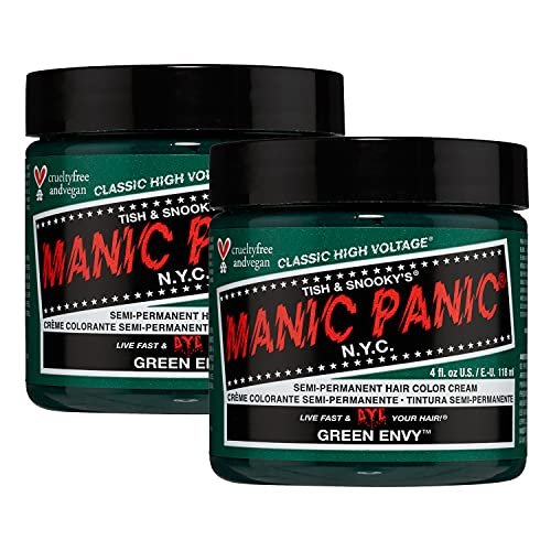 MANIC PANIC Classic Green Envy Semi Permanent Hair Color - 4oz (2-Pack) - Emerald Green Vegan & Cruelty-Free Hair Dye Avelisse