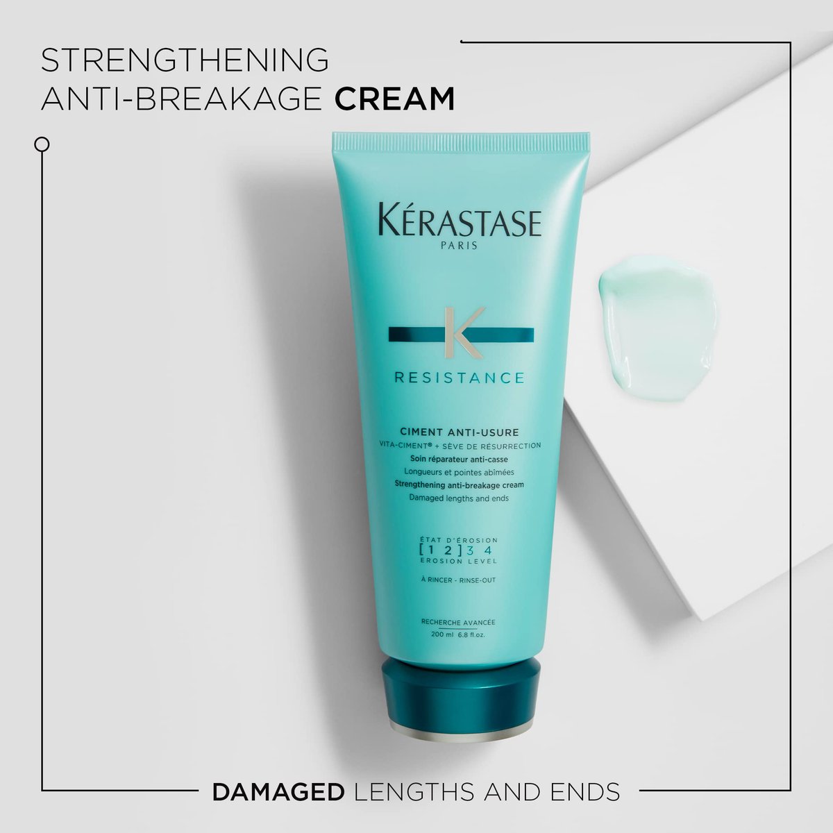 Kérastase Resistance Ciment Anti-Usure Treatment – Restorative Anti-Breakage Cream for Weak, Brittle, Damaged Hair, 6.8 Fl Oz Avelisse