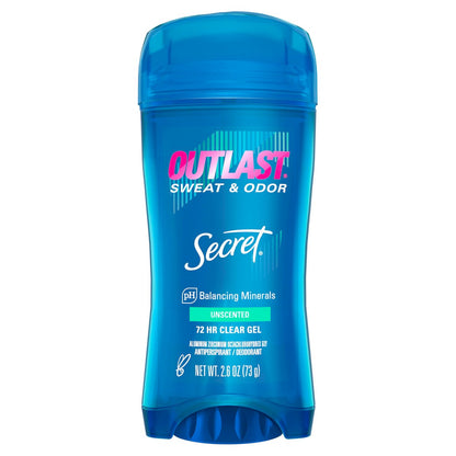 Secret Outlast Antiperspirant Deodorant for Women, Unscented Clear Gel, 2.6 oz (Pack of 6) - Sweat & Odor Protection with PH Balancing Minerals Avelisse