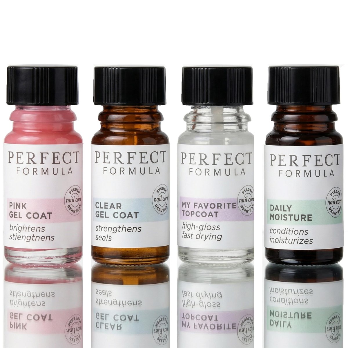 Perfect Formula Nail Essentials Kit – 4-Piece Keratin Nail Strengthener & Growth Treatment for Damaged Nails | High Gloss Finish Avelisse