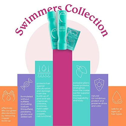 Malibu C Swimmers Wellness Shampoo and Conditioner + Hair Mask Summer Essentials Kit - 6 Piece Set for Adults & Kids, Clarifying & Moisturizing, Protects from Chlorine & Copper Avelisse