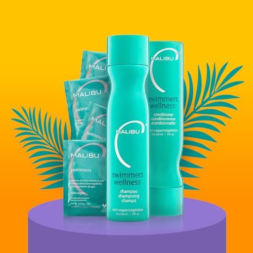 Malibu C Swimmers Wellness Shampoo and Conditioner + Hair Mask Summer Essentials Kit - 6 Piece Set for Adults & Kids, Clarifying & Moisturizing, Protects from Chlorine & Copper Avelisse