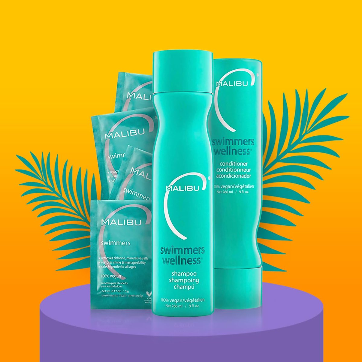 Malibu C Swimmers Wellness Shampoo and Conditioner + Hair Mask Summer Essentials Kit - 6 Piece Set for Adults & Kids, Clarifying & Moisturizing, Protects from Chlorine & Copper Avelisse