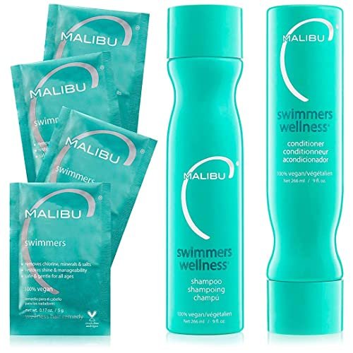 Malibu C Swimmers Wellness Shampoo and Conditioner + Hair Mask Summer Essentials Kit - 6 Piece Set for Adults & Kids, Clarifying & Moisturizing, Protects from Chlorine & Copper Avelisse