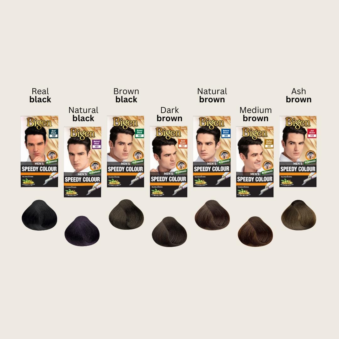 Bigen Men's Speedy Hair Colour 105 Medium Brown - Quick & Natural Gray Coverage - görsel 7