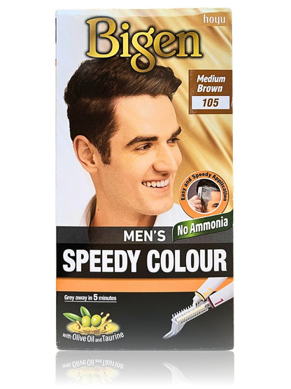 Bigen Men's Speedy Hair Colour 105 Medium Brown - Quick & Natural Gray Coverage