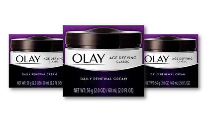 Olay Age Defying Classic Daily Renewal Cream Face Moisturizer, 2 oz (Pack of 3) Avelisse