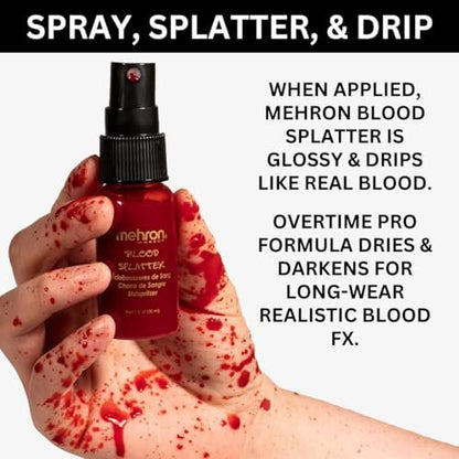 Mehron Makeup Blood Splatter - Professional Fake Spray Blood for Halloween, Costumes & Special FX - 1 fl oz (30 ml) - Bright Arterial Avelisse