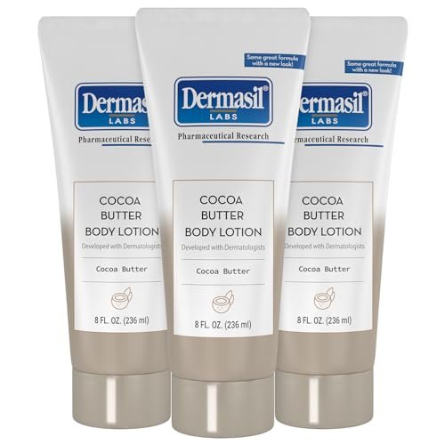 Dermasil Body Lotion Cocoa Butter 3-Pack, Non-Greasy Fast-Absorbing, 8 oz Each Avelisse