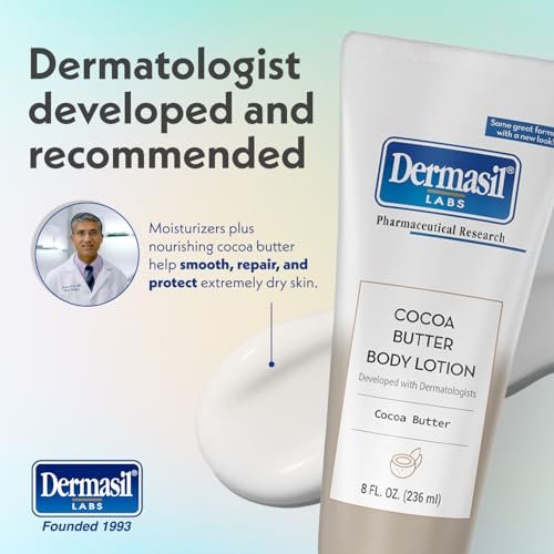 Dermasil Body Lotion Cocoa Butter 3-Pack, Non-Greasy Fast-Absorbing, 8 oz Each Avelisse