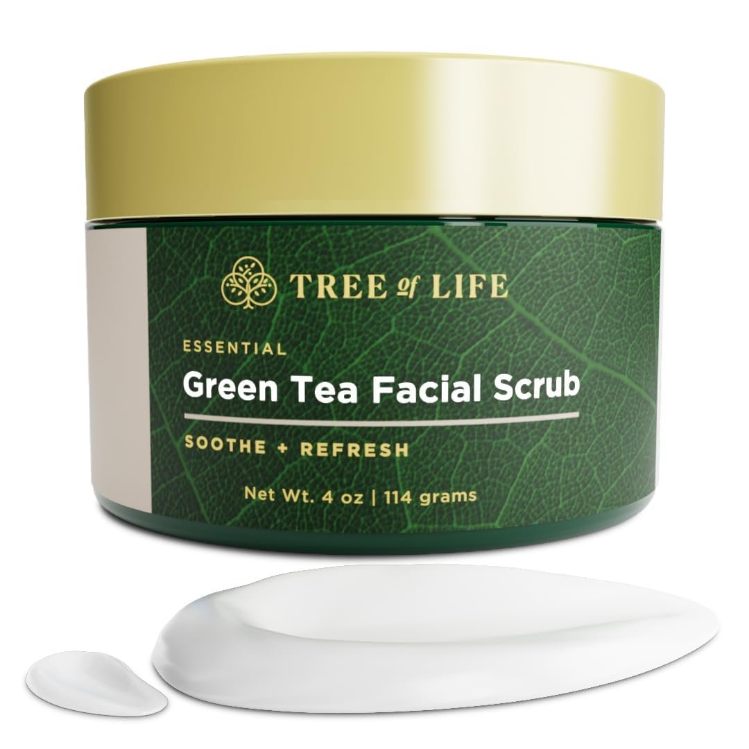 Tree of Life Exfoliating Facial Scrub with Antioxidants – Green & White Tea Extract, 4 oz Avelisse