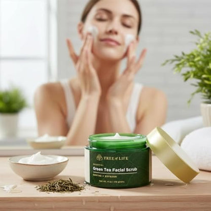 Tree of Life Exfoliating Facial Scrub with Antioxidants – Green & White Tea Extract, 4 oz Avelisse