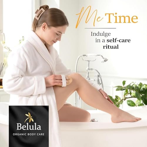 Belula Dry Brushing Body Brush Set – Natural Boar Bristle Body Brush, Exfoliating Face Brush & Bath Gloves for Lymphatic Drainage & Glowing Skin (4-Piece, Orange) - görsel 4