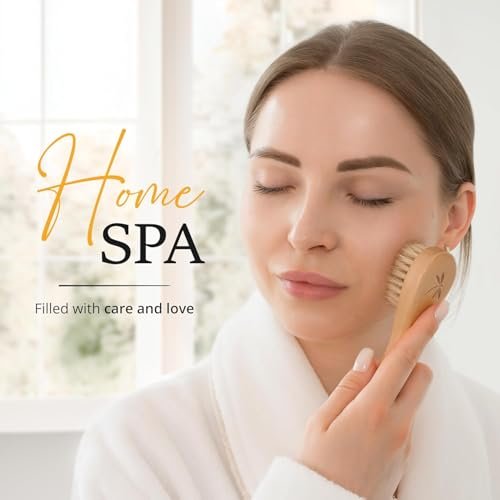 Belula Dry Brushing Body Brush Set – Natural Boar Bristle Body Brush, Exfoliating Face Brush & Bath Gloves for Lymphatic Drainage & Glowing Skin (4-Piece, Orange) - görsel 10