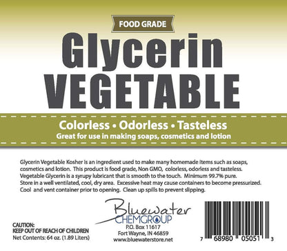 Vegetable Glycerin - Half Gallon (64oz) - All Natural, USP Grade - Premium Quality Liquid Glycerin for Skin, Hair, and DIY Beauty Products Avelisse
