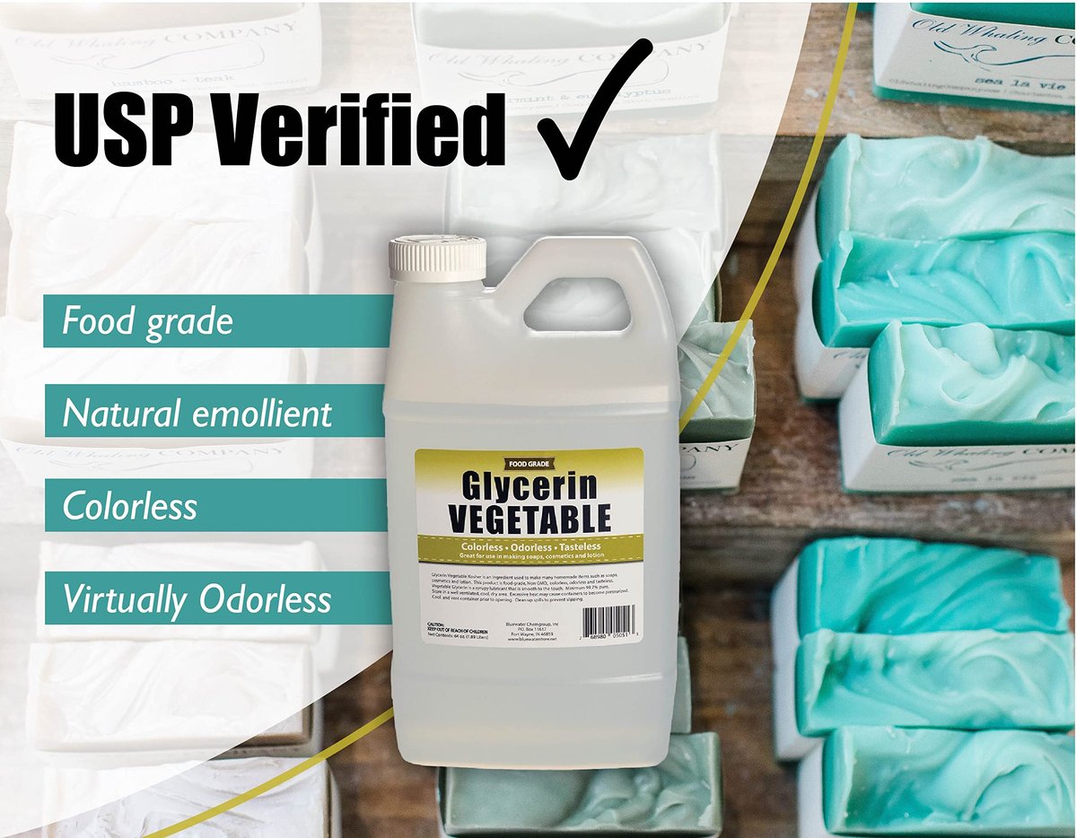 Vegetable Glycerin - Half Gallon (64oz) - All Natural, USP Grade - Premium Quality Liquid Glycerin for Skin, Hair, and DIY Beauty Products Avelisse