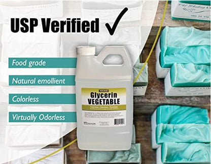 Vegetable Glycerin - Half Gallon (64oz) - All Natural, USP Grade - Premium Quality Liquid Glycerin for Skin, Hair, and DIY Beauty Products Avelisse