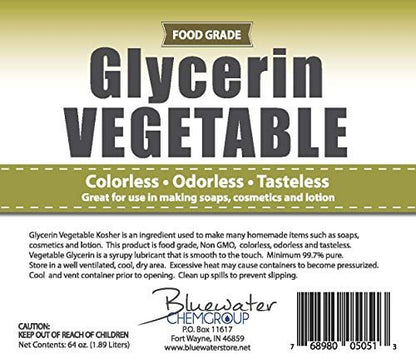 Vegetable Glycerin - Half Gallon (64oz) - All Natural, USP Grade - Premium Quality Liquid Glycerin for Skin, Hair, and DIY Beauty Products Avelisse