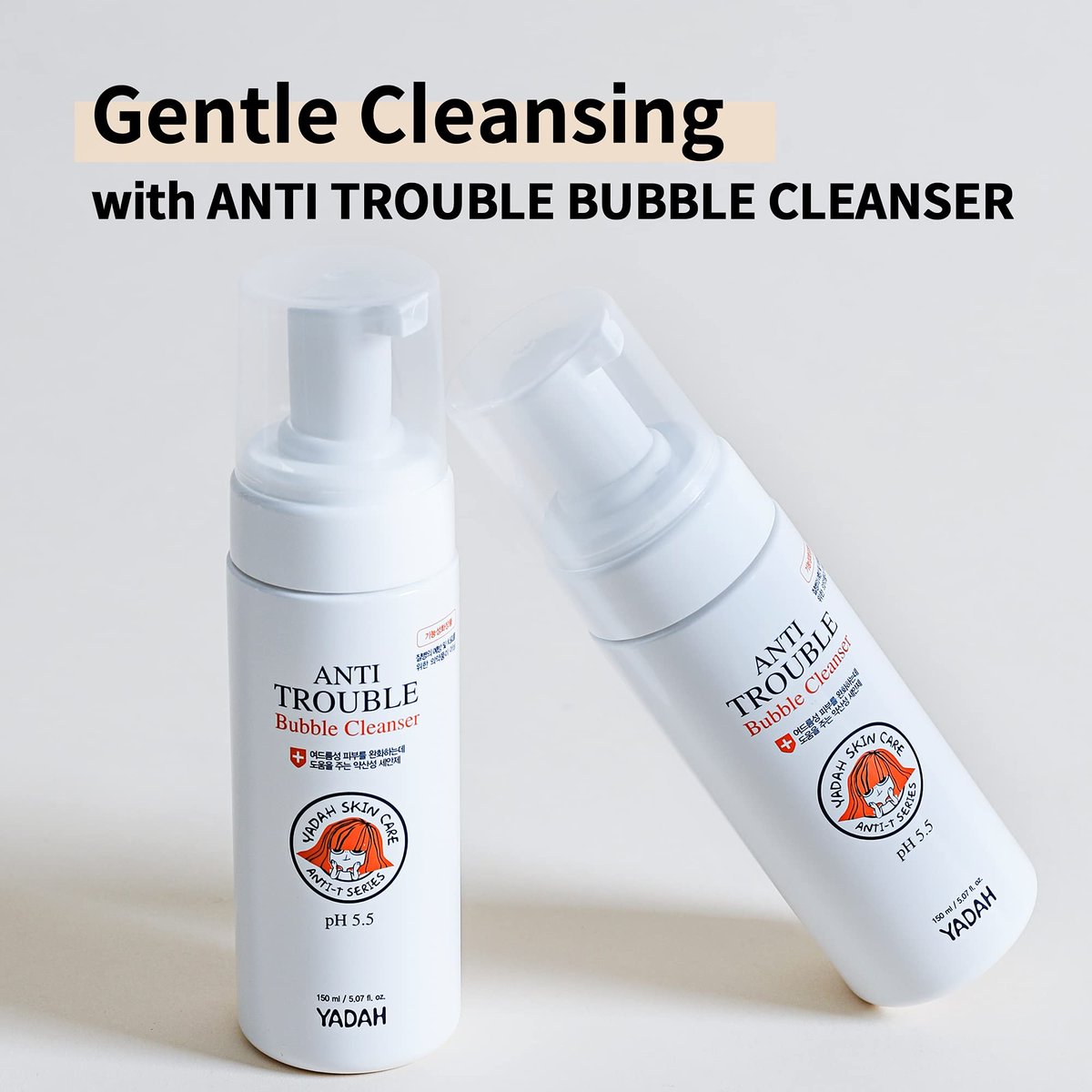 YADAH Anti Trouble Bubble Cleanser 5.07 oz – Salicylic Acid Facial Cleanser for Acne, Vegan & Sensitive Skin - görsel 3