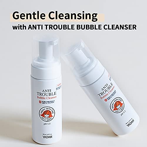 YADAH Anti Trouble Bubble Cleanser 5.07 oz – Salicylic Acid Facial Cleanser for Acne, Vegan & Sensitive Skin - görsel 4