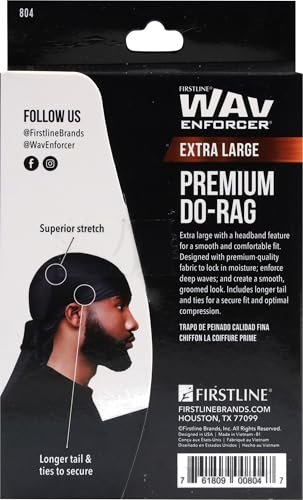 WAV ENFORCER Premium Do-Rag - Black, Polyester, for Men & Women - görsel 4
