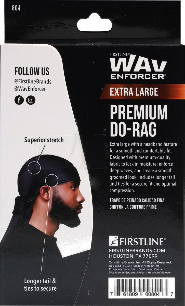 WAV ENFORCER Premium Do-Rag - Black, Polyester, for Men & Women - görsel 3