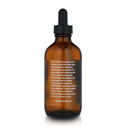Natures Leaf USDA Certified Organic Sweet Almond Oil - 100% Pure, Cold Pressed, Unscented, 4 oz - Nourish & Soften Skin and Hair - görsel 5