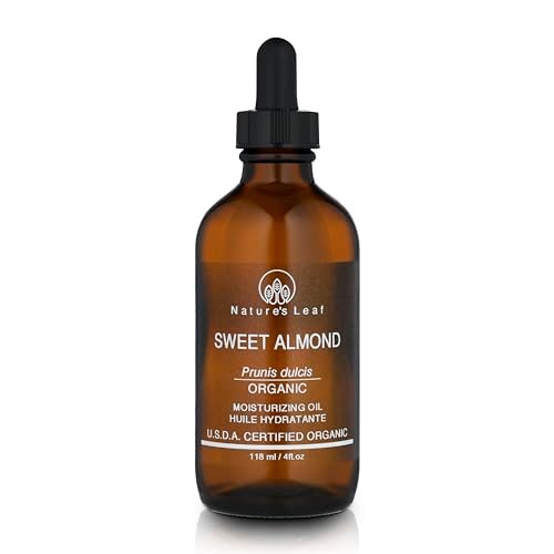 Natures Leaf USDA Certified Organic Sweet Almond Oil - 100% Pure, Cold Pressed, Unscented, 4 oz - Nourish & Soften Skin and Hair - görsel 1