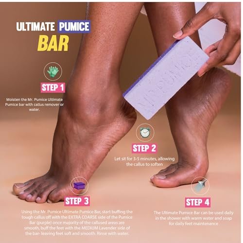 Mr. Pumice Ultimate PUMI Bar 2-in-1 Dual Grit Callus Remover for Smooth Feet and Heels (4 Pack) - görsel 8