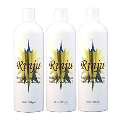 Rinju Body & Hand Lotion - Pack of 3 Non-Greasy Cacao Butter & Vitamin E Moisturizer for Extremely Dry Skin - 16 Oz