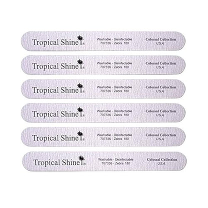 Tropical Shine Jumbo Zebra 180 Colossal Collection - 6 Pcs Nail Files for Professional Nail Care and Shaping (Medium 180 Grit)