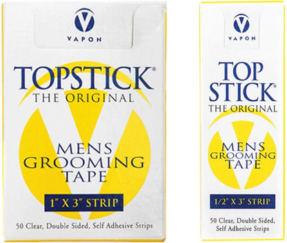 Topstick Men's Clear Double Sided Grooming Tape Bundle - 100 Strips (1x3 & 1/2x3 Inches) Avelisse