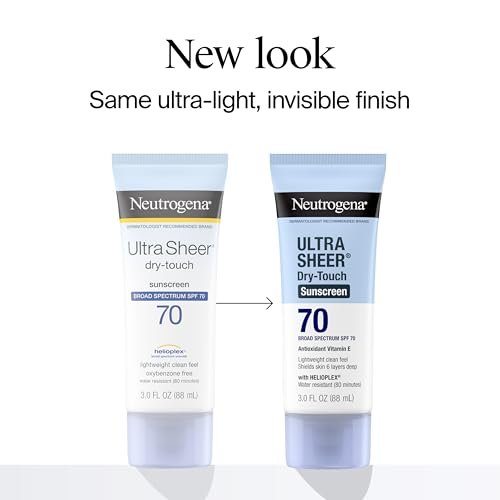 Neutrogena Ultra Sheer Dry-Touch Sunscreen SPF 70, 3 fl. oz (Pack of 3) – Lightweight, Water-Resistant Broad Spectrum Sun Protection for Face & Body Avelisse