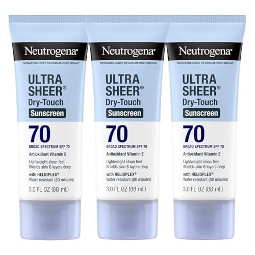 Neutrogena Ultra Sheer Dry-Touch Sunscreen SPF 70, 3 fl. oz (Pack of 3) – Lightweight, Water-Resistant Broad Spectrum Sun Protection for Face & Body Avelisse